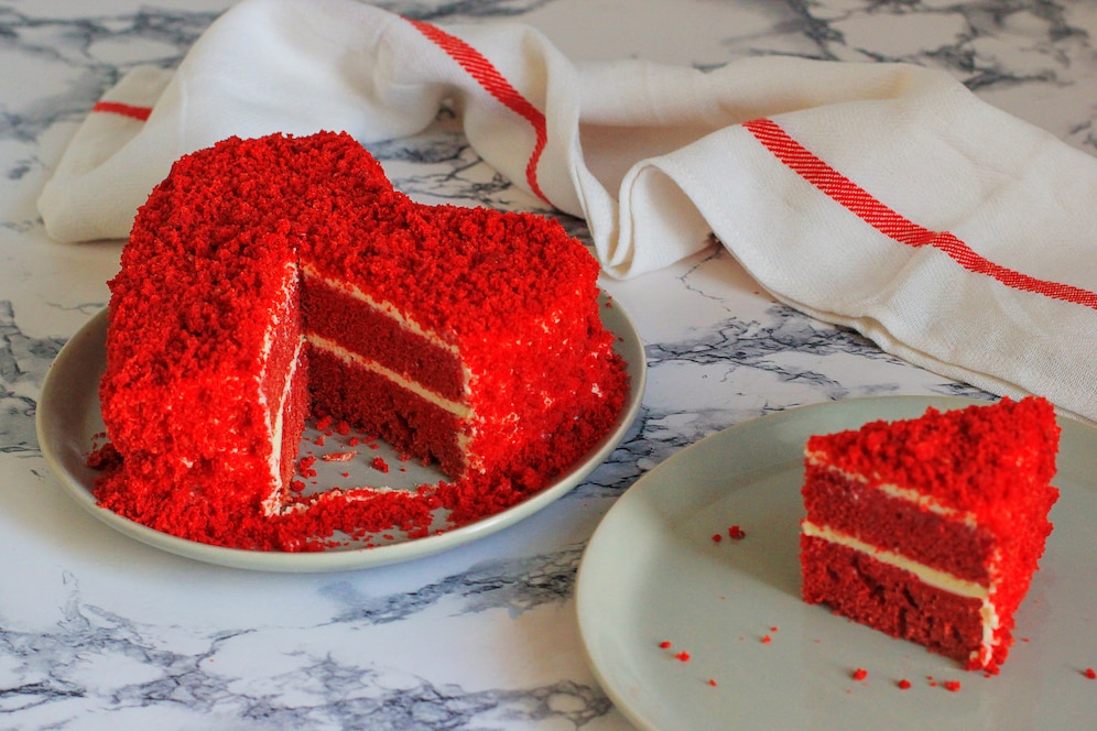 Celebrate romance with a classic red velvet  cake