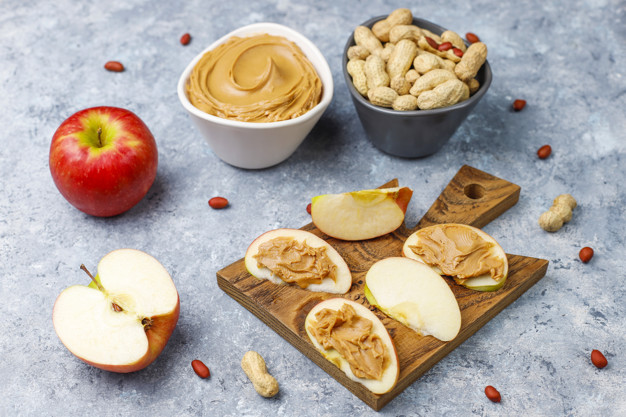 Peanut butter with fruits