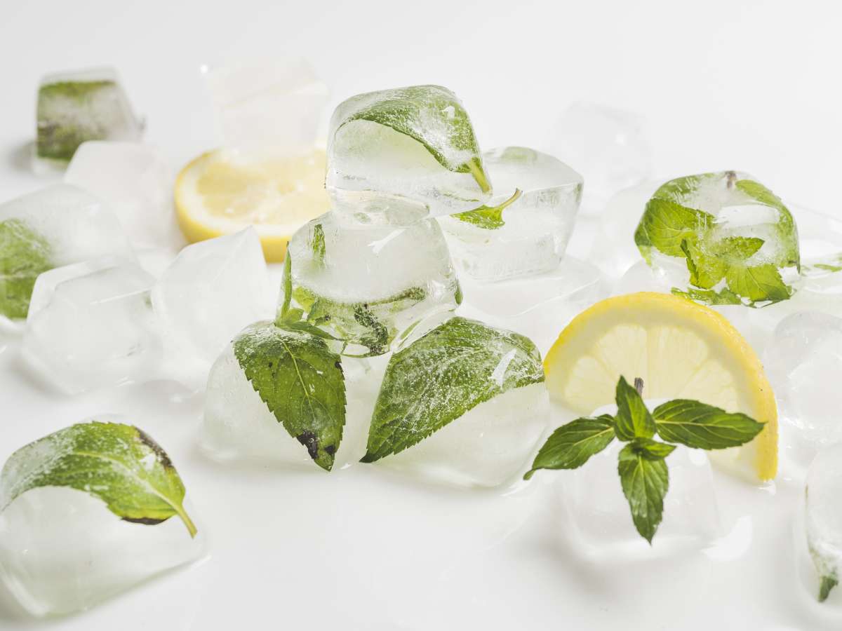 Herb-infused ice cubes
