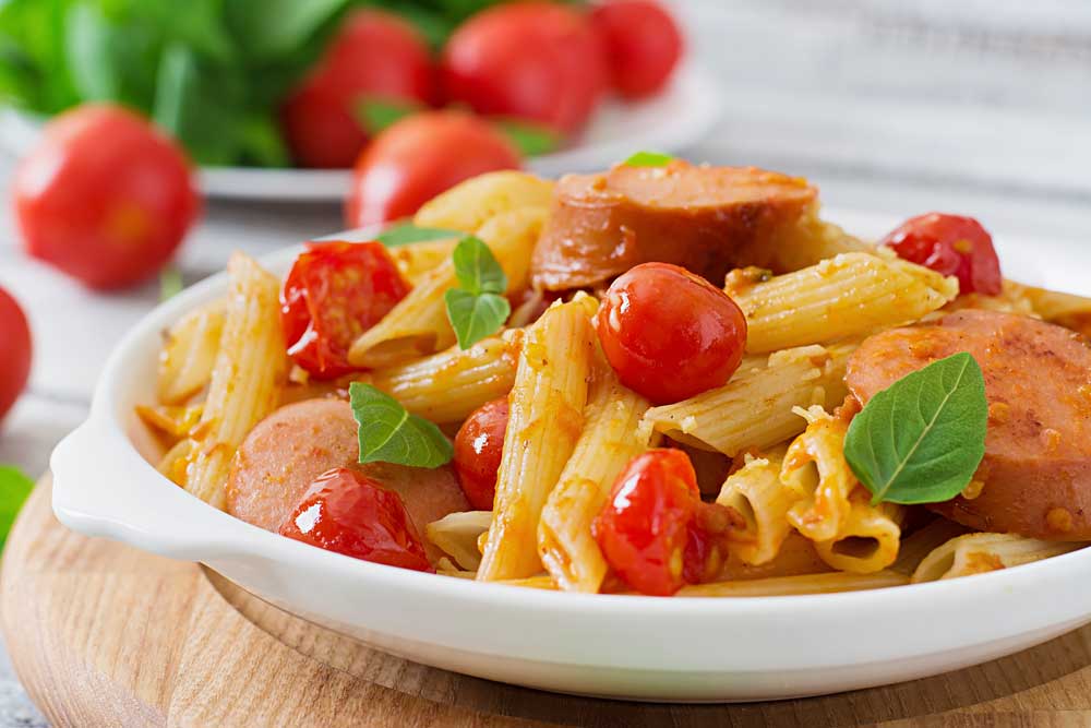 Speedy sausage and pepper penne 