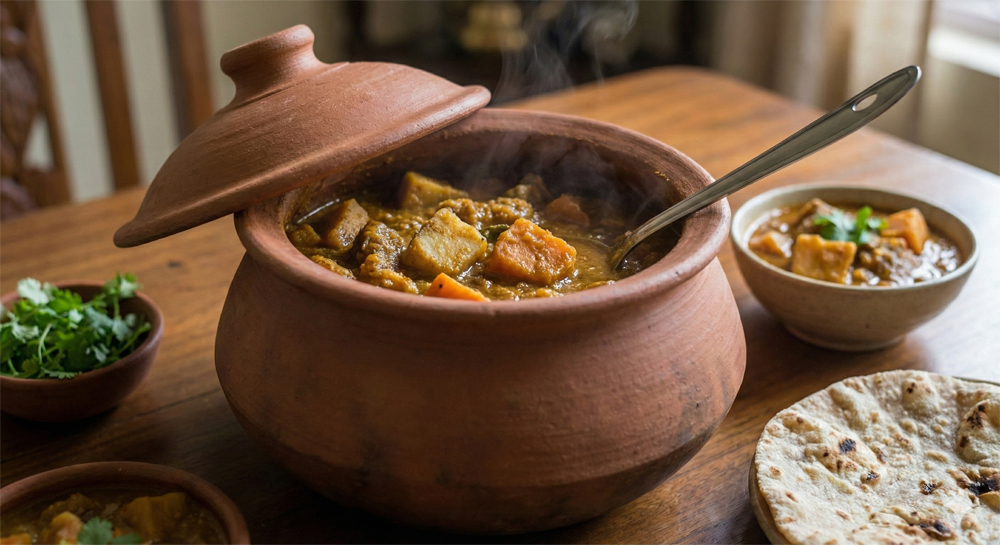 Ratalu (purple yam) and Fresh Toovar with Green Garlic